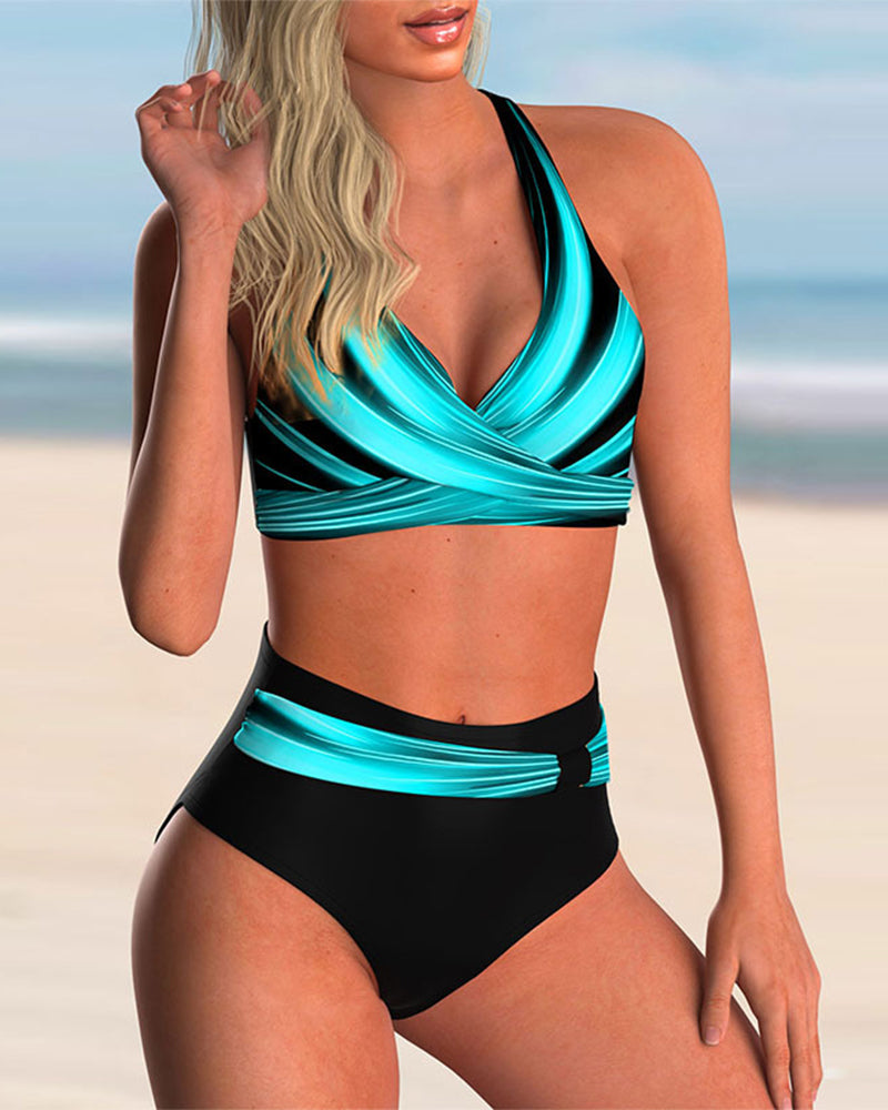 Liliana - Printed Bikini Set with Cross Neck Design