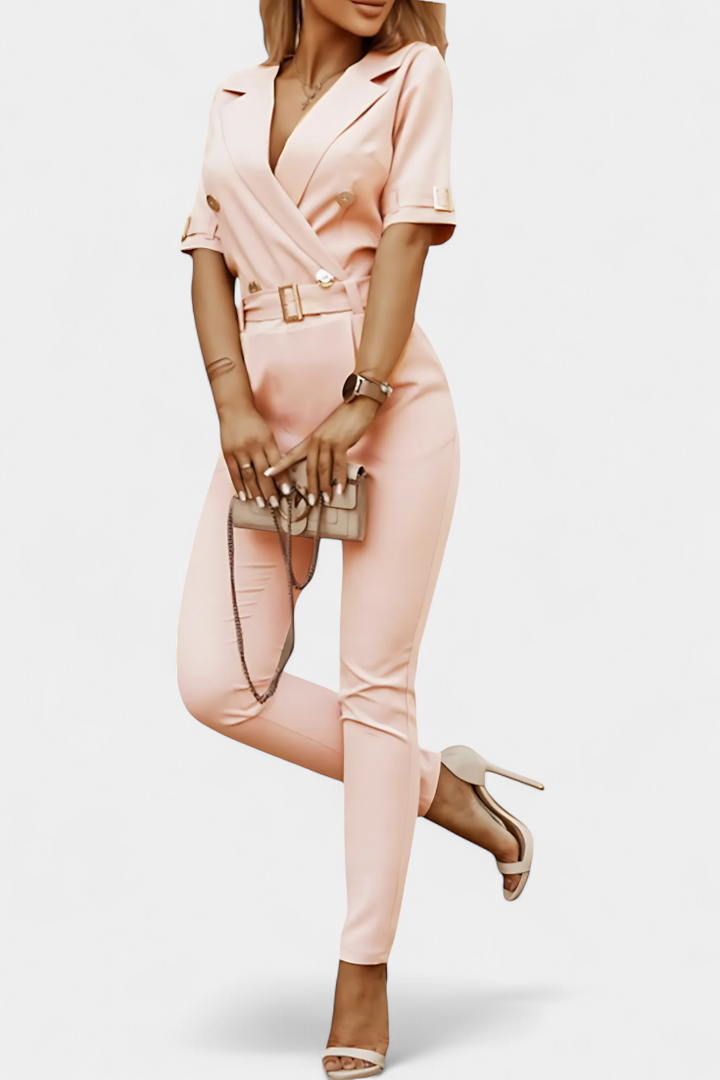 Vivienne V-Neck Jumpsuit with Elegant Flowing Design