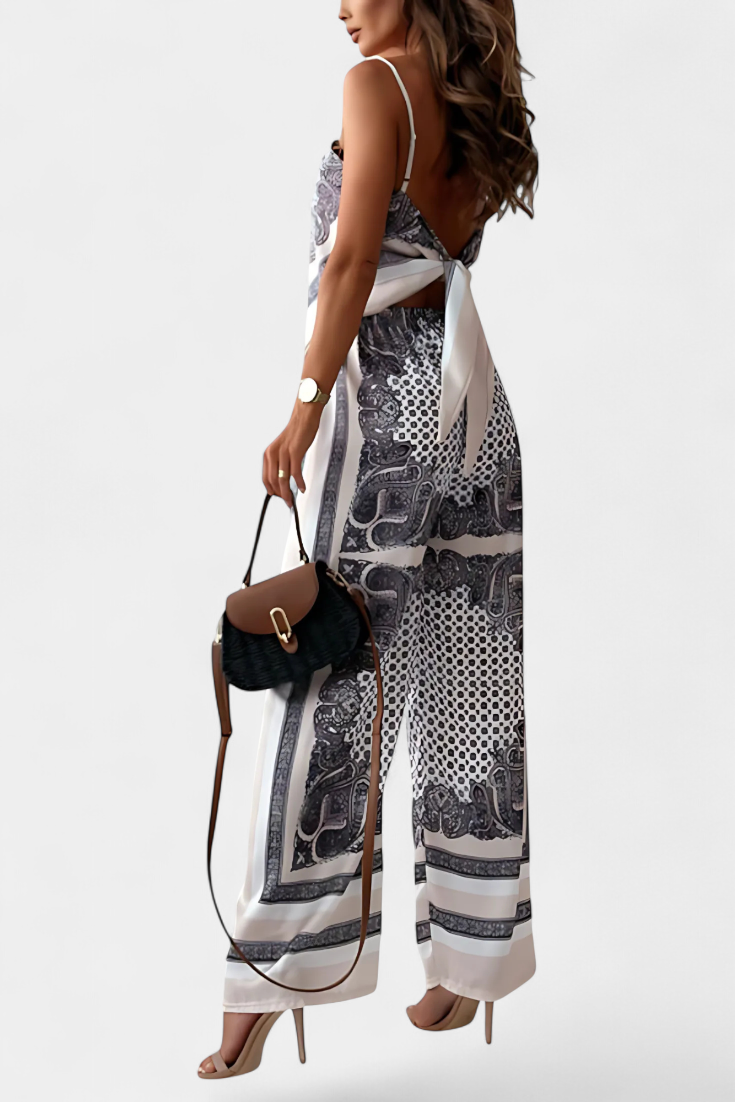 Louisa Paisley Set: Bandeau Top and Wide-Leg Pants