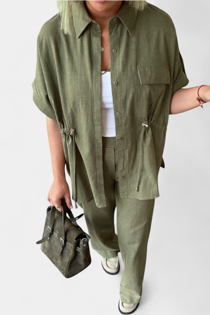 Lani Relaxed Fit Two-Piece Linen and Cotton Set