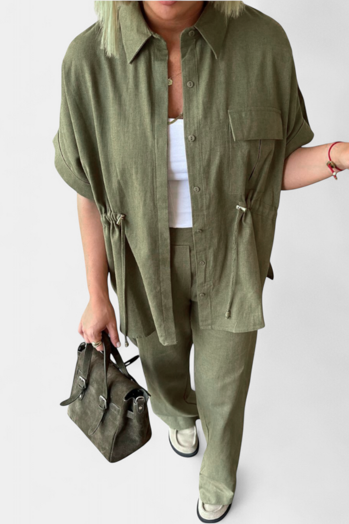 Lani Relaxed Fit Two-Piece Linen and Cotton Set