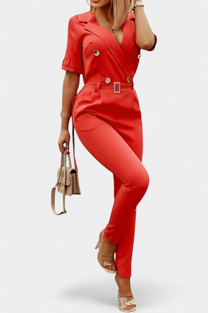 Vivienne V-Neck Jumpsuit with Elegant Flowing Design