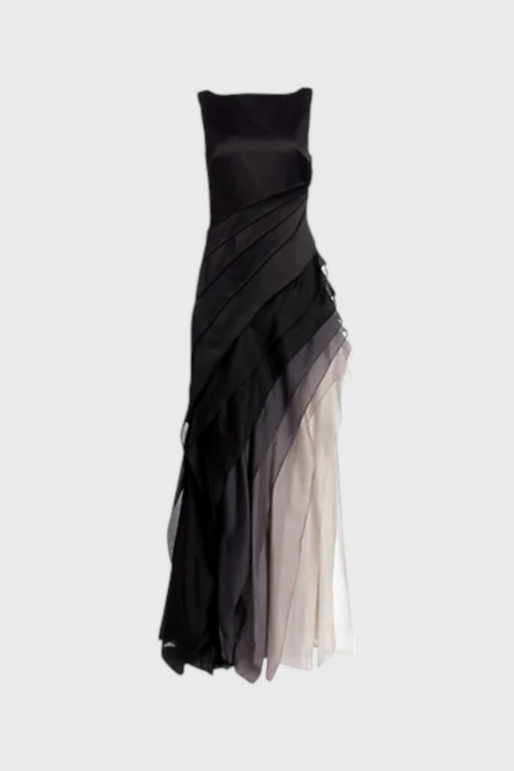 Angela Bardot Neckline Gradient Chiffon Dress