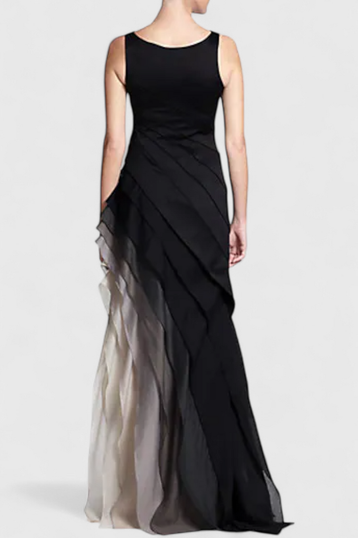 Angela Bardot Neckline Gradient Chiffon Dress