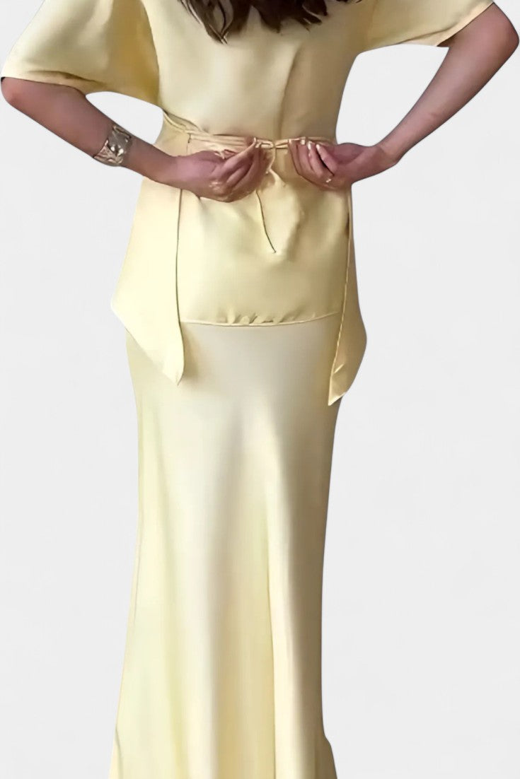 Veleda Two-Piece Ensemble with Crisscross Straps and Flowing Skirt