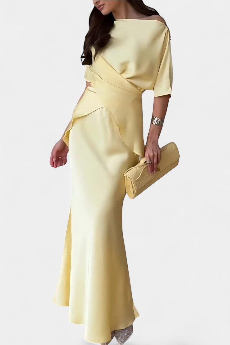 Veleda Two-Piece Ensemble with Crisscross Straps and Flowing Skirt