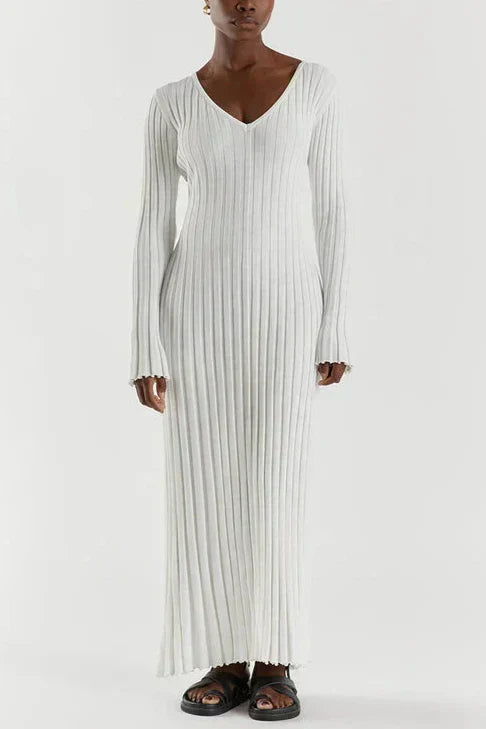 Darla Adjustable Belted Midi Ribbed Knit Dress