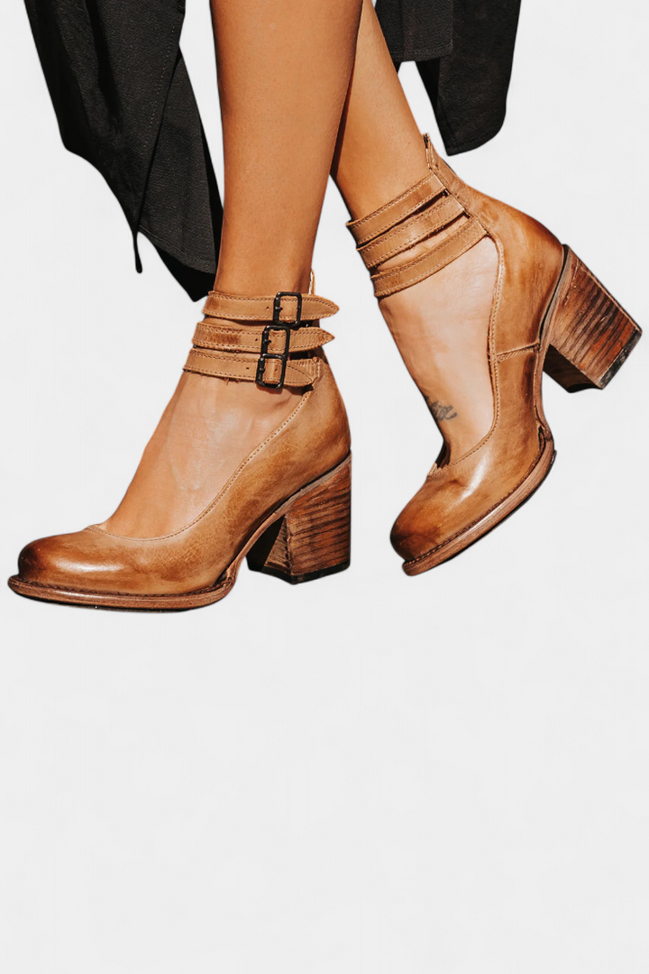 Eco-Leather Penka Block Heels with Elegant Design