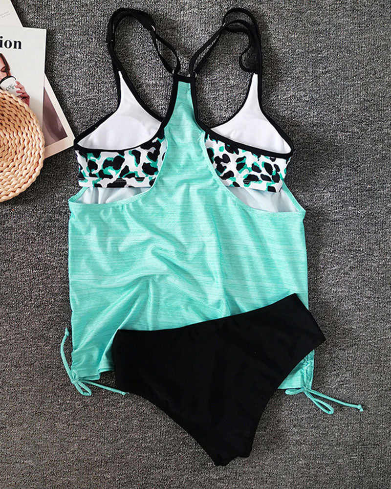 Augustus - Leopard Print Solid Tankini