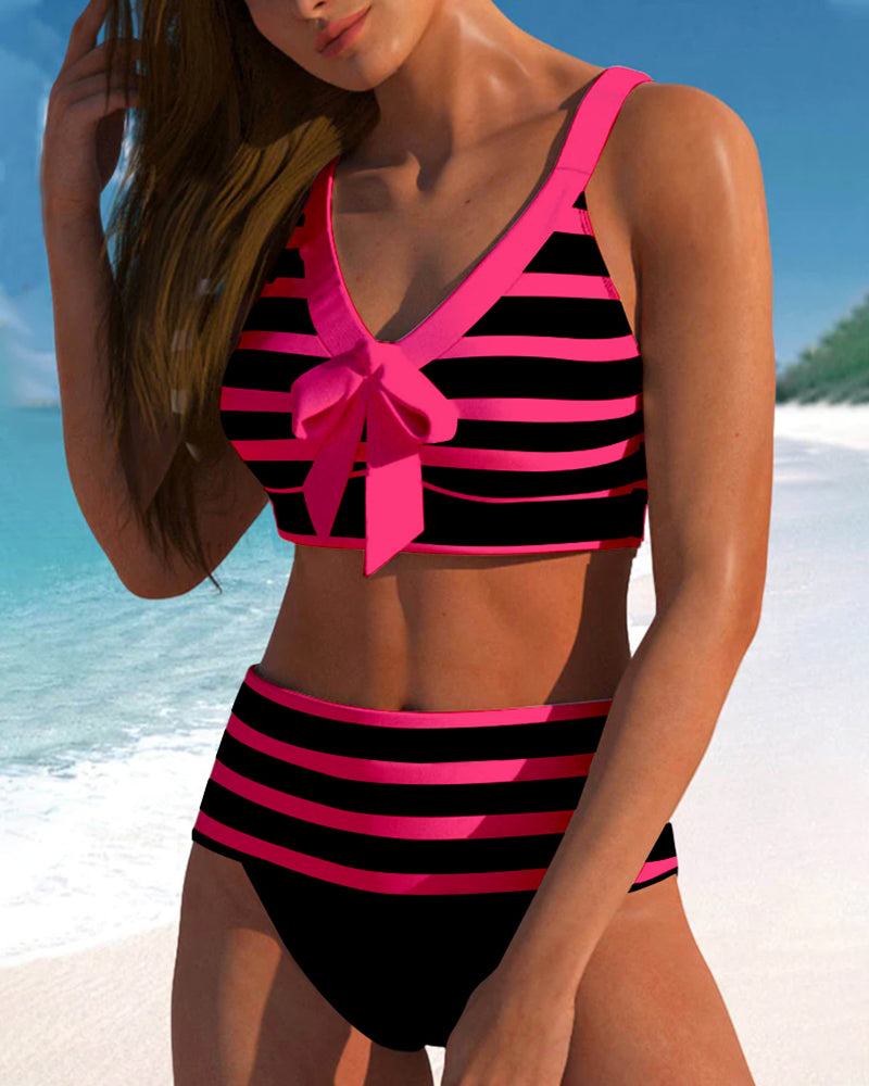 Laluna® | High-Waisted Striped Bikini