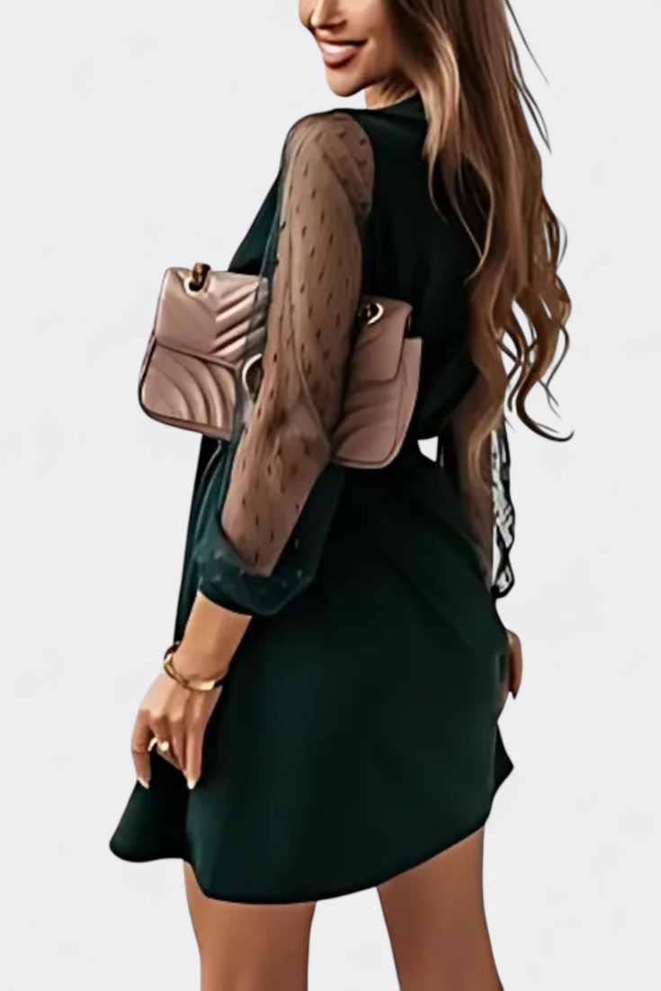 Calandra Structured Neckline Mini Dress with Fitted Silhouette