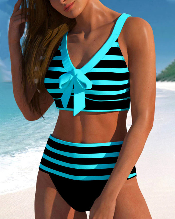 Laluna® | High-Waisted Striped Bikini