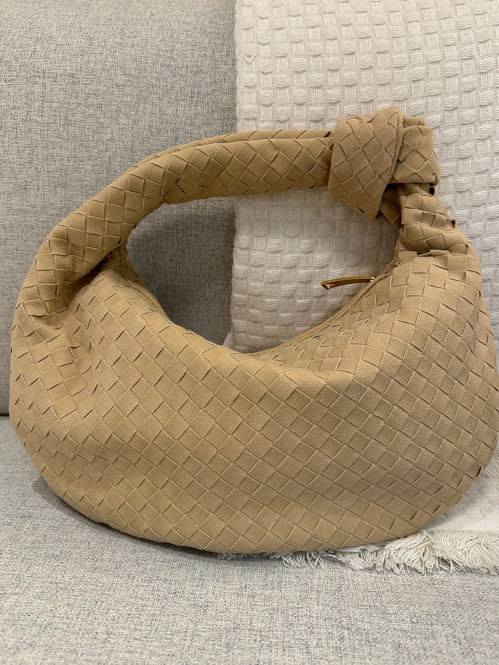 Celeste | Medium Suede Bag Featuring Braided Knot Accent
