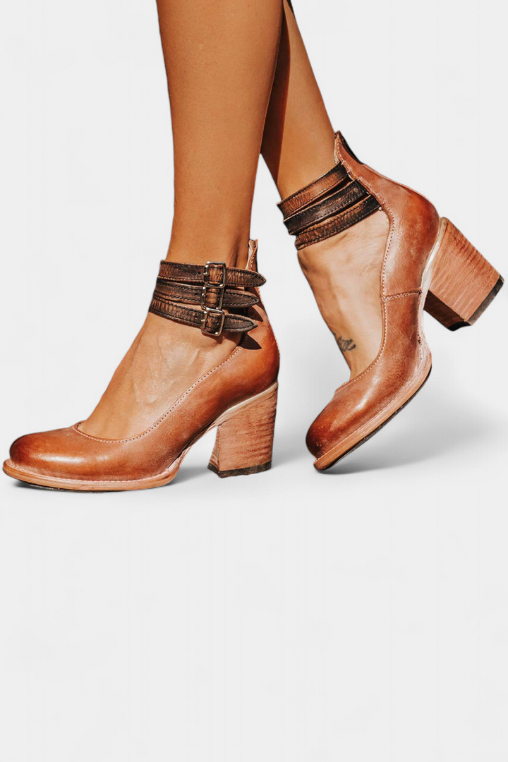 Eco-Leather Penka Block Heels with Elegant Design