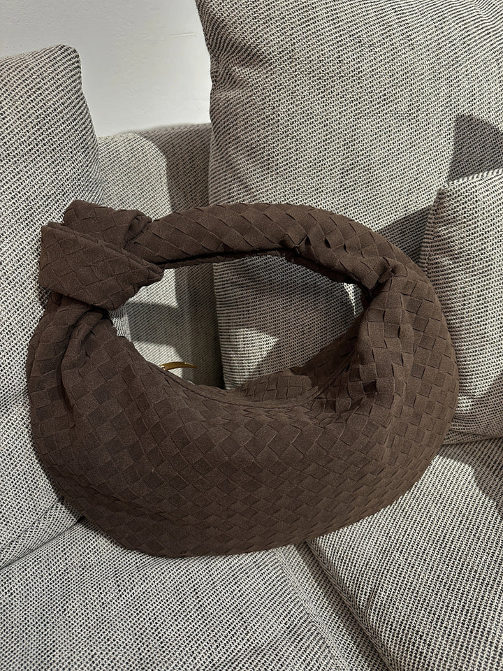 Celeste | Medium Suede Bag Featuring Braided Knot Accent