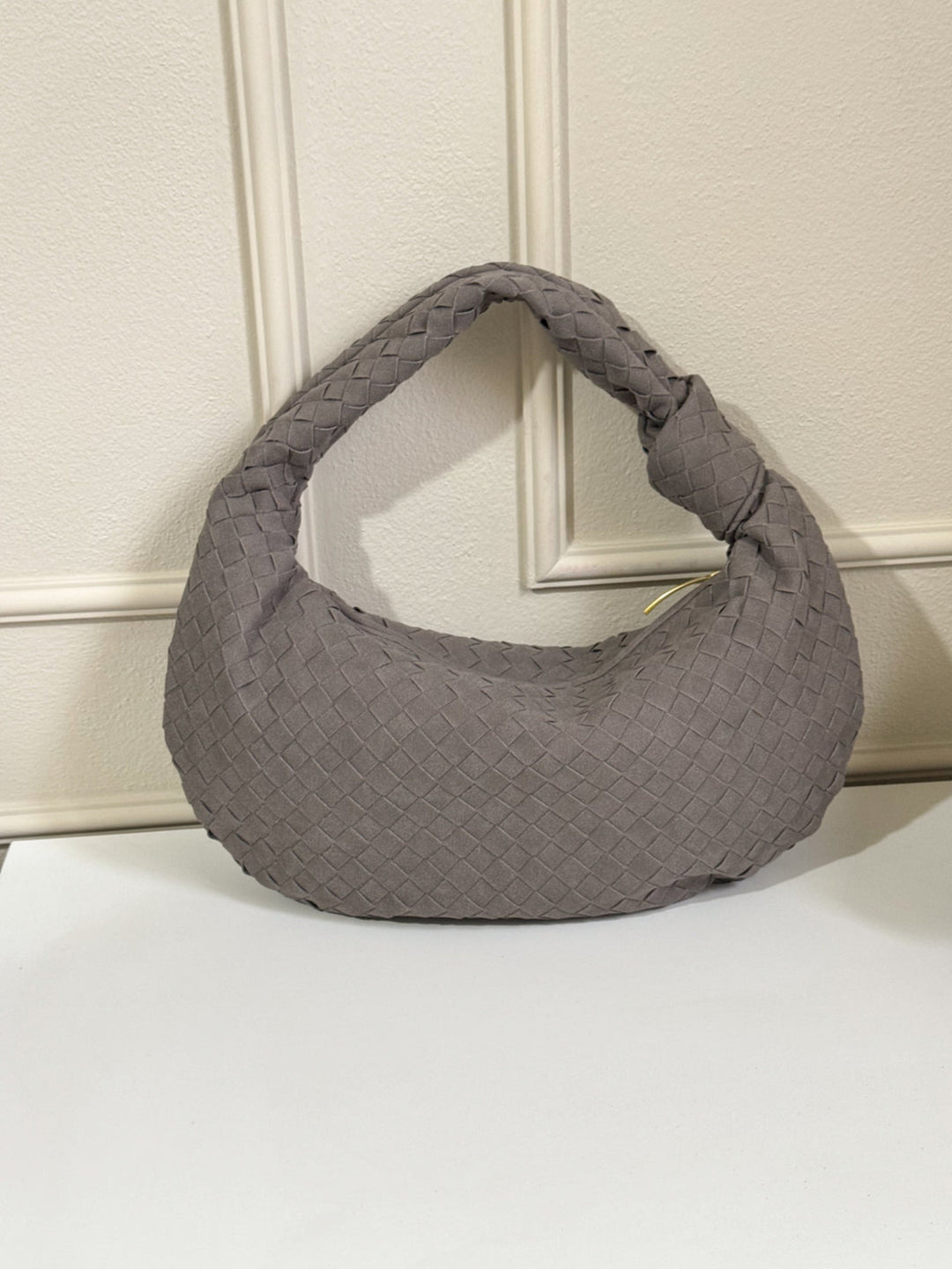Celeste | Medium Suede Bag Featuring Braided Knot Accent