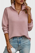 Helene Zip V-Neck Casual Sweater