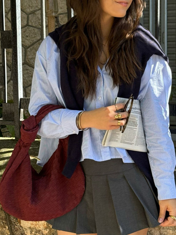 Celeste | Medium Suede Bag Featuring Braided Knot Accent