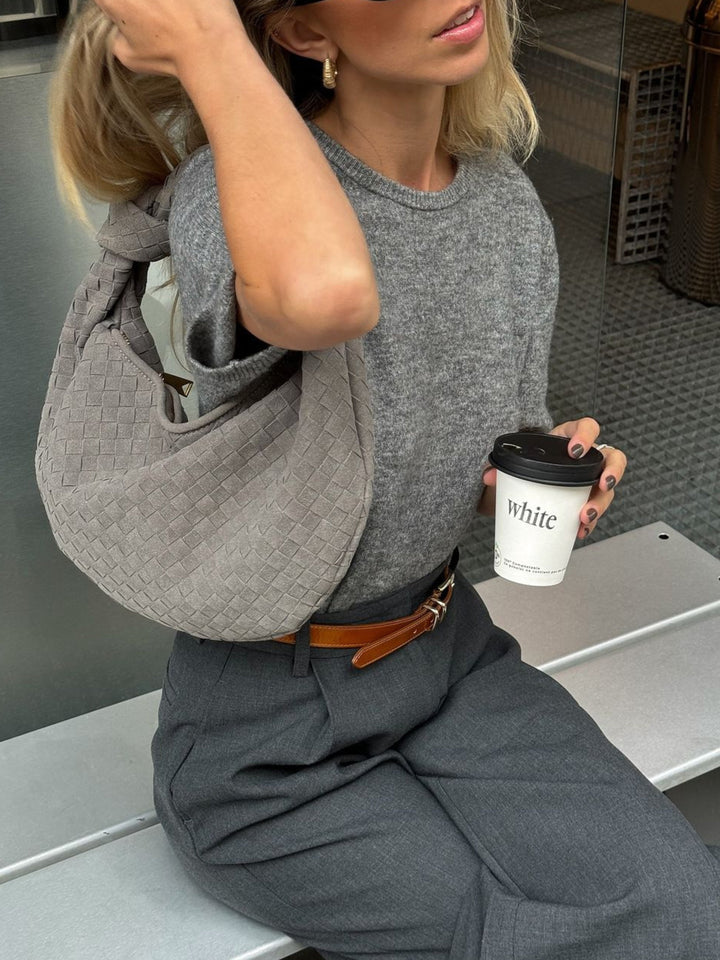 Celeste | Medium Suede Bag Featuring Braided Knot Accent