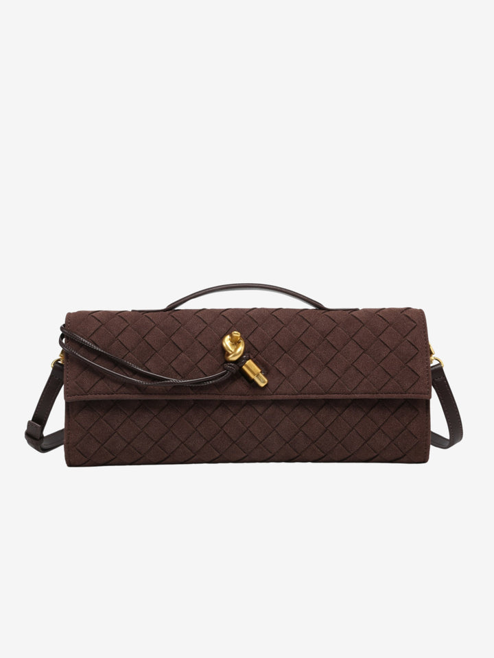 Cherry | Luxurious Suede Handbag with Woven Detailing