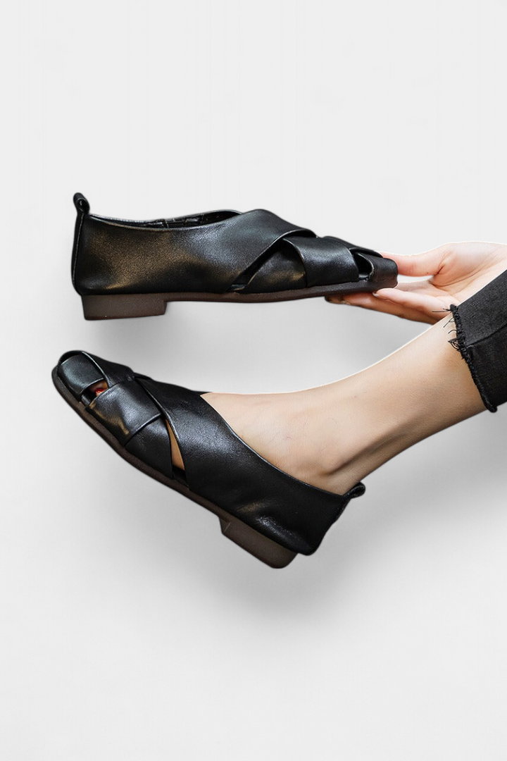 Nayra Authentic Leather Cross-Strap Sandals