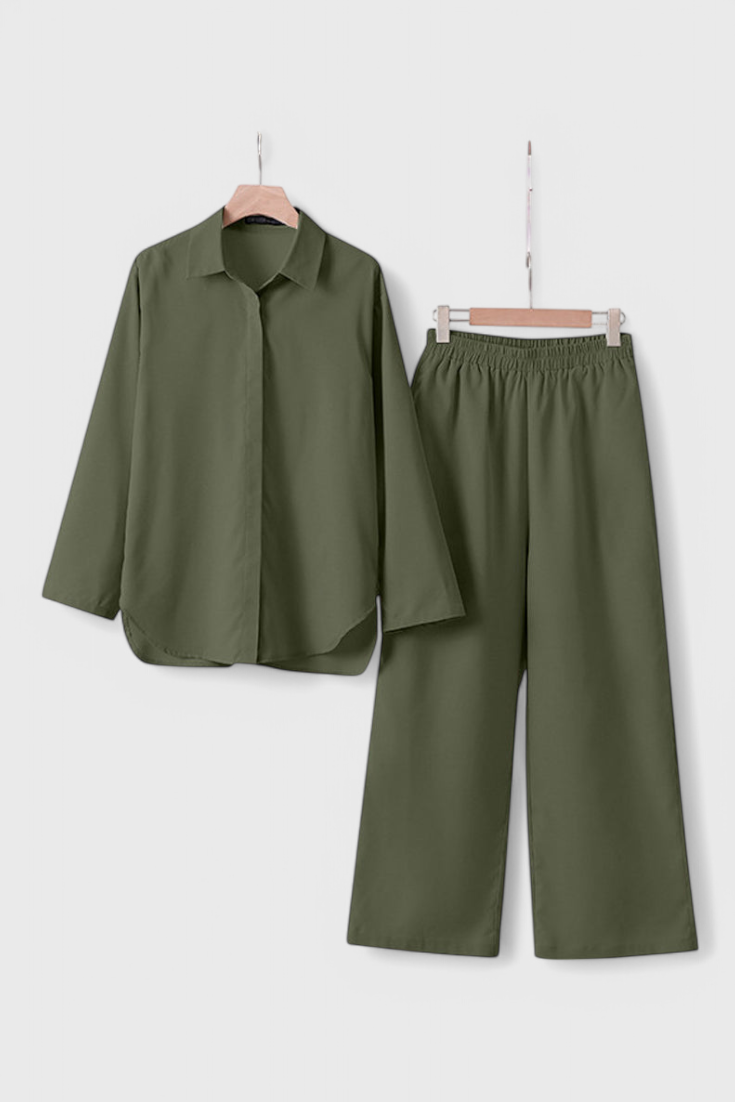 Skye Relaxed Fit Two-Piece Linen-Cotton Ensemble