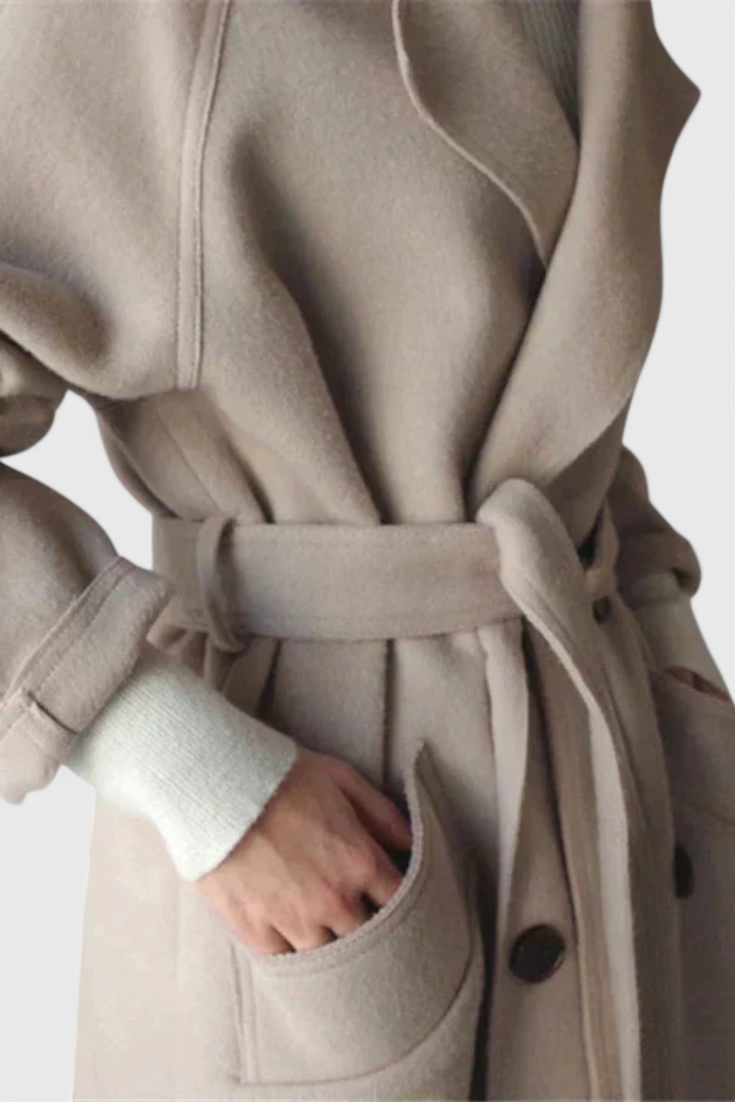 Clara Structured Wool Long Coat with Elegant Silhouette