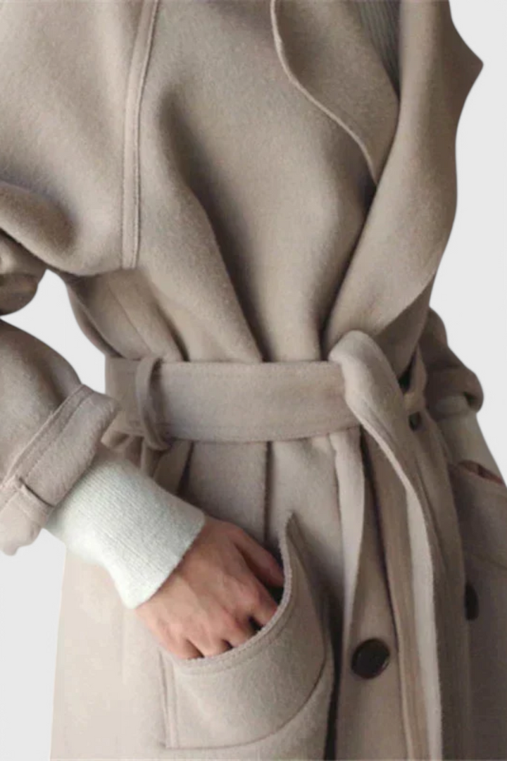 Clara Structured Wool Long Coat with Elegant Silhouette