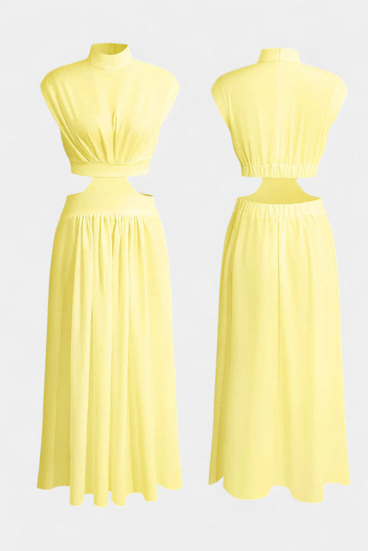 Jocelyn High Neck Top and Flowing Skirt with Side Slits