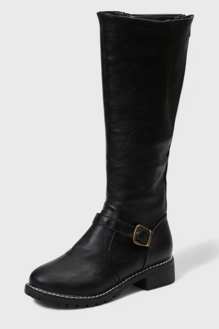 Sienna Buckled High Boots with Zipper Closure