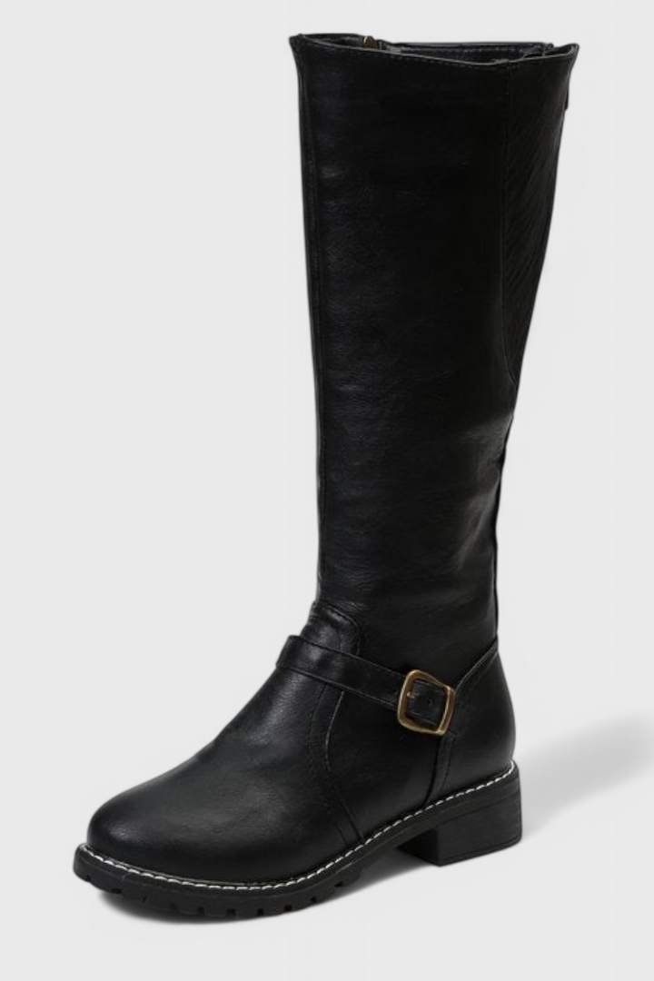 Sienna Buckled High Boots with Zipper Closure