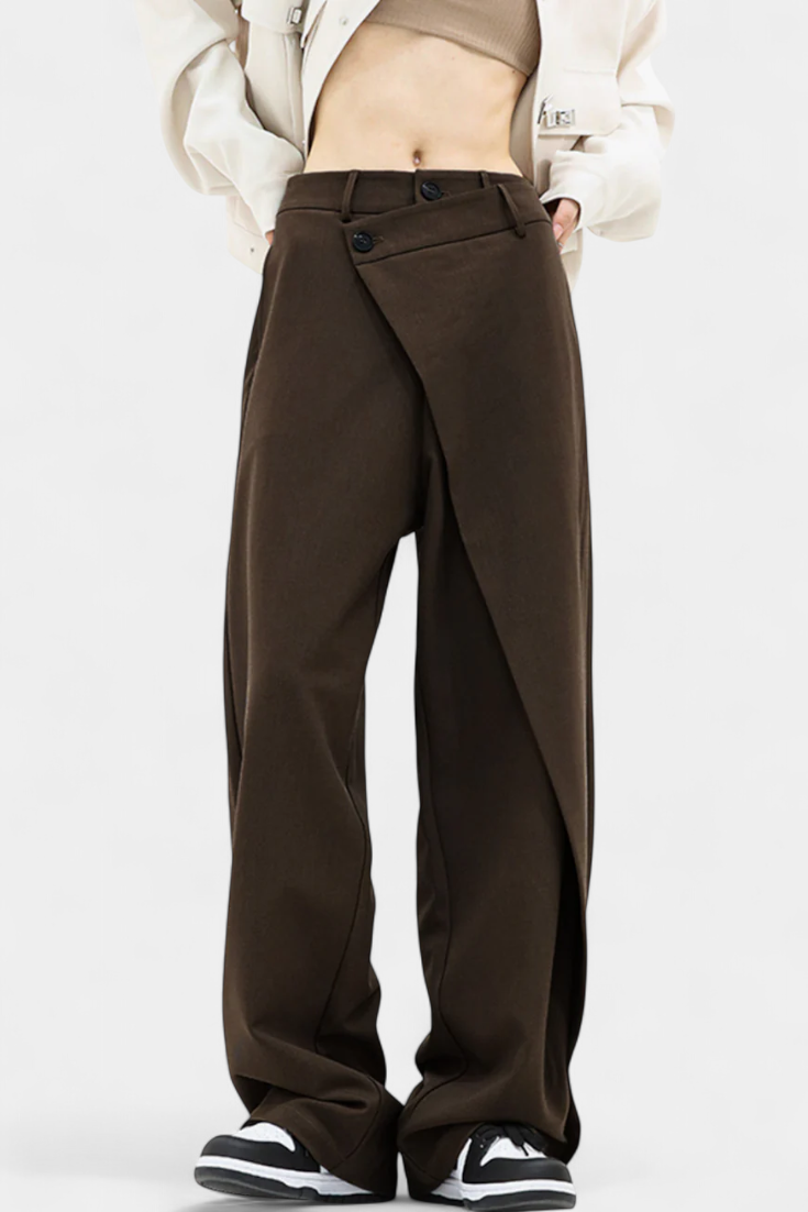Oaklyn High-Waisted Straight Leg Trousers with Elegant Fluid Drop