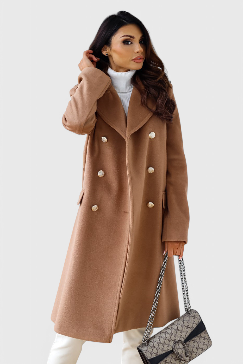 Yara Fitted Double-Breasted Wool Coat