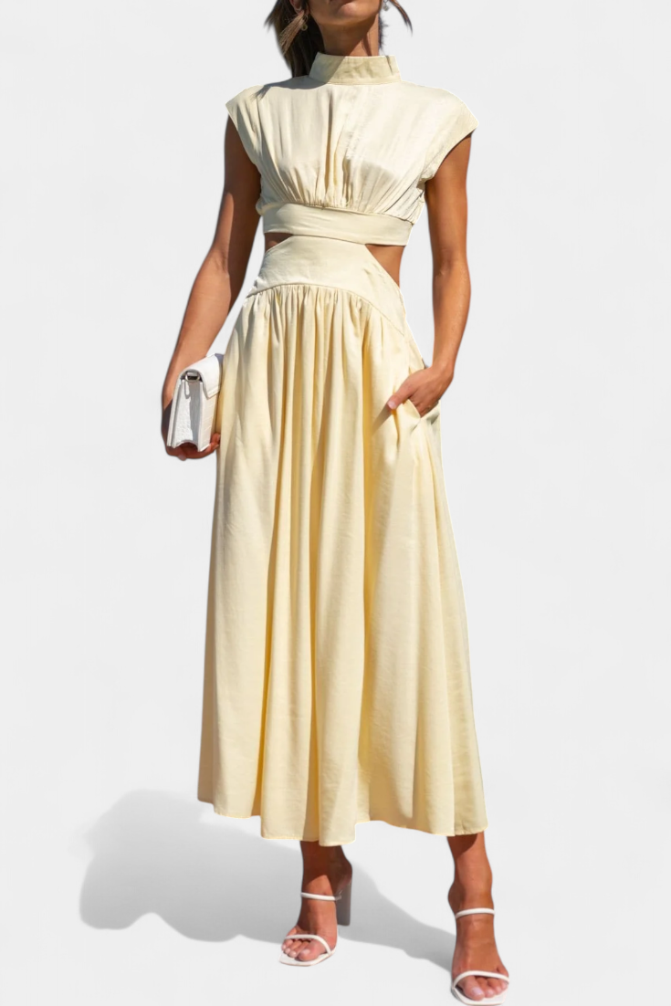 Jocelyn High Neck Top and Flowing Skirt with Side Slits