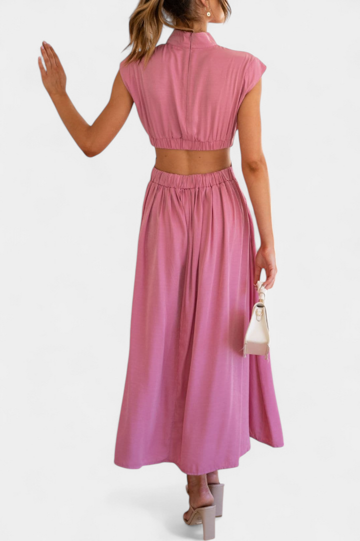 Jocelyn High Neck Top and Flowing Skirt with Side Slits