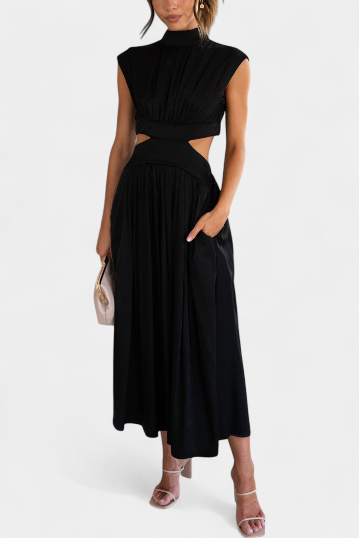 Jocelyn High Neck Top and Flowing Skirt with Side Slits