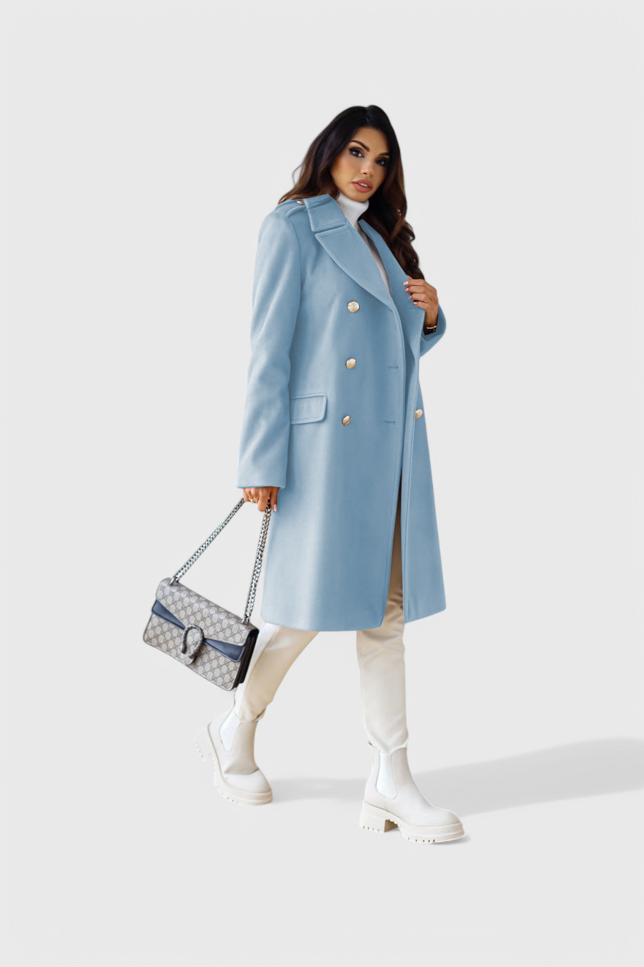 Yara Fitted Double-Breasted Wool Coat