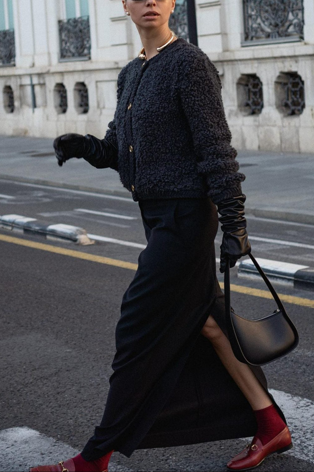 Chenda Button-Up Plush Cardigan with Ribbed Accents