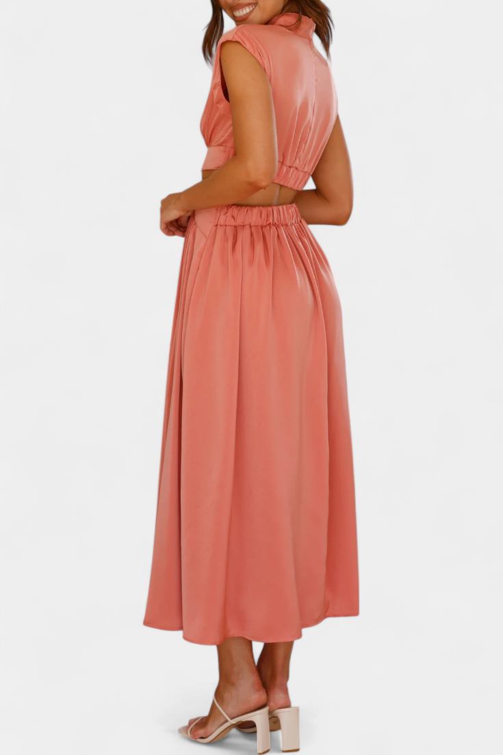 Jocelyn High Neck Top and Flowing Skirt with Side Slits