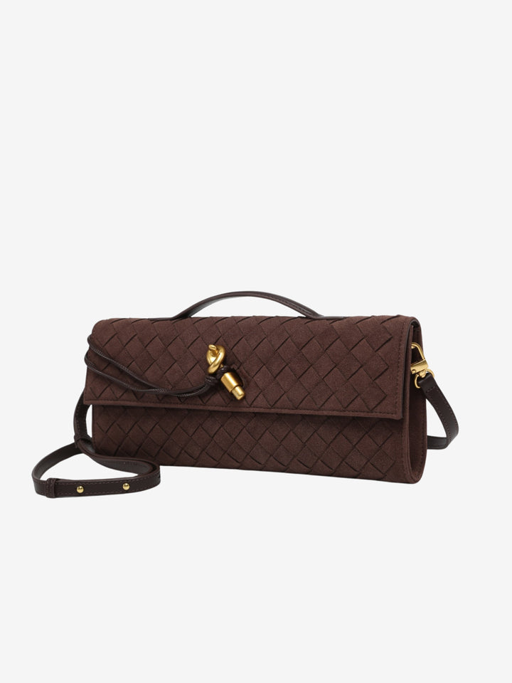 Cherry | Luxurious Suede Handbag with Woven Detailing