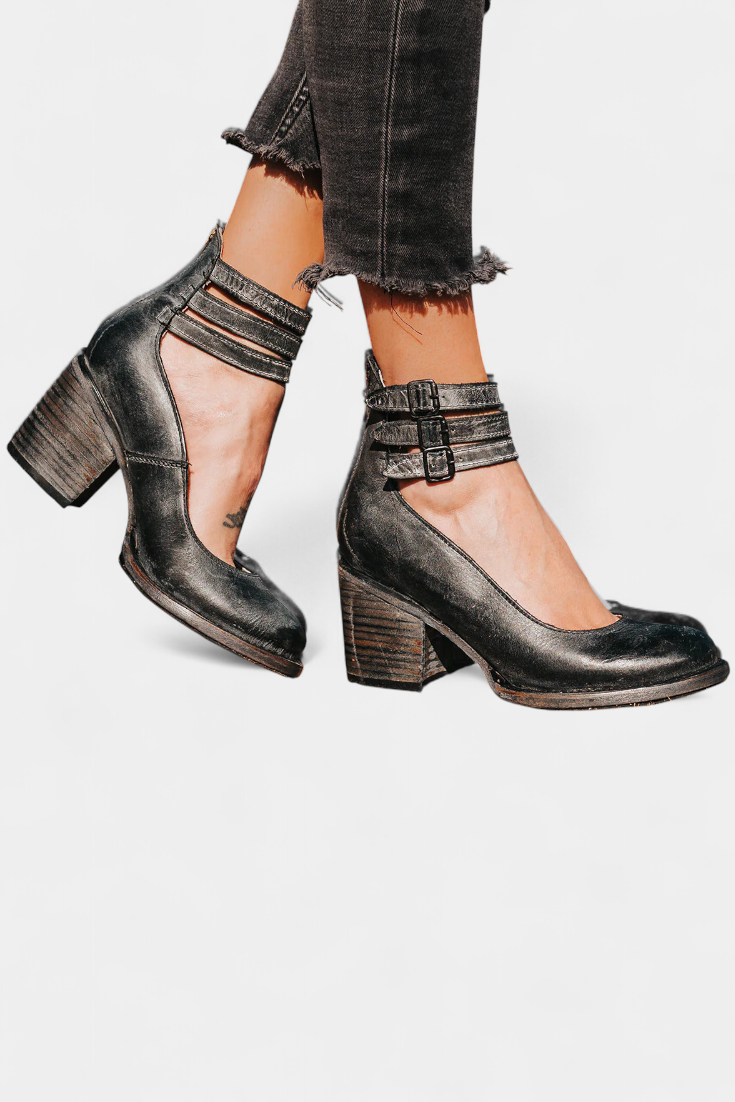 Eco-Leather Penka Block Heels with Elegant Design