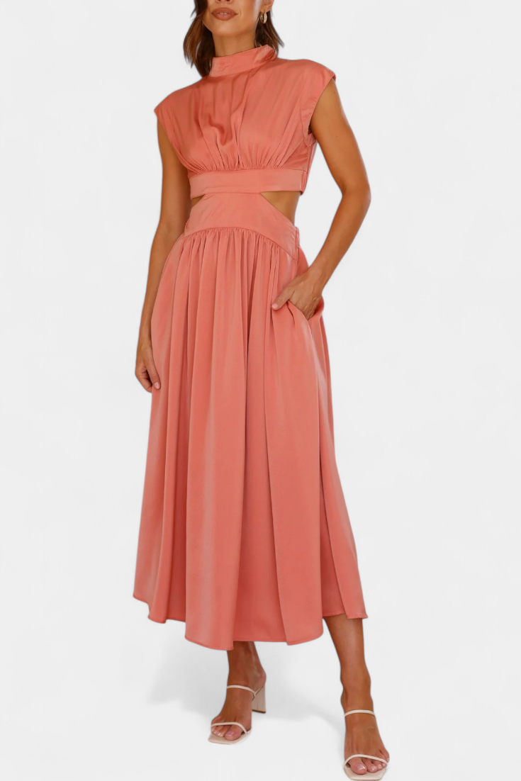 Jocelyn High Neck Top and Flowing Skirt with Side Slits