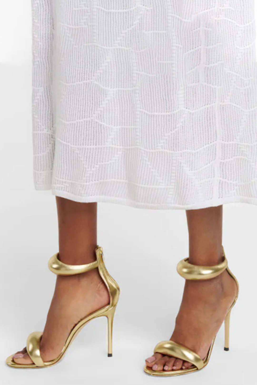 Open-Toe Metallic Heels with Ankle Strap