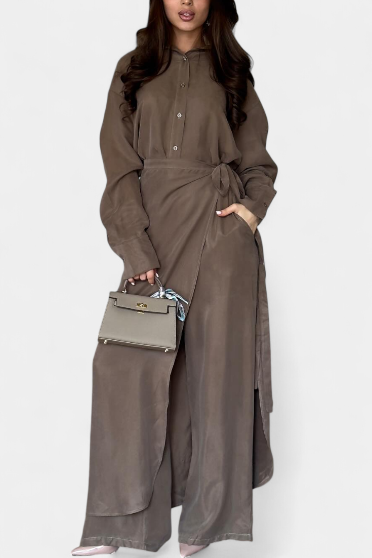 Marisol Casual Shirt and Skirt Pants Set