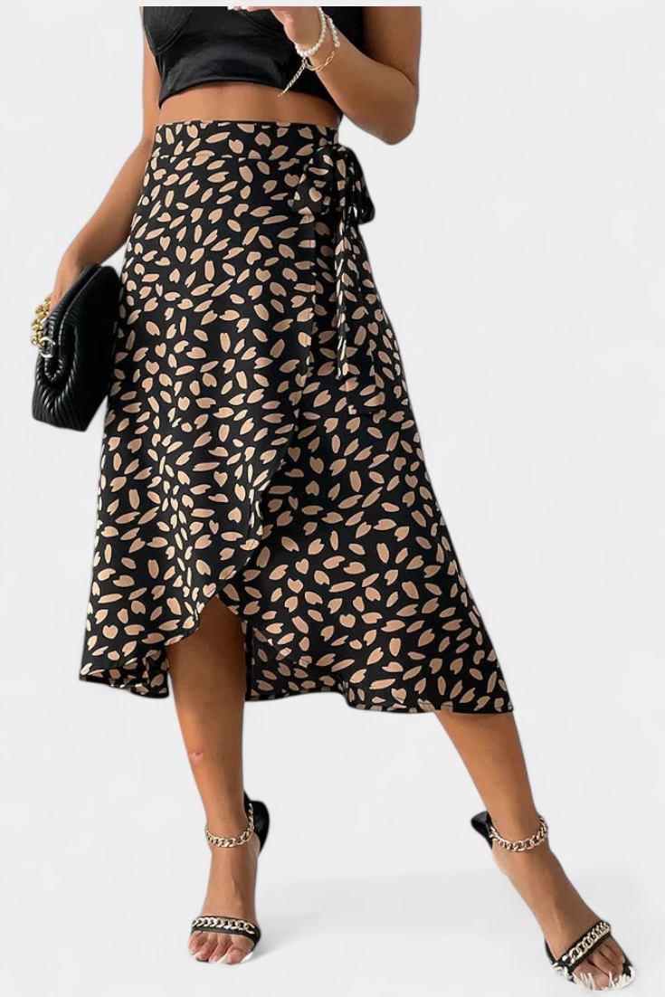 Camila Bohemian Asymmetrical Wrap Skirt with Flowing Design