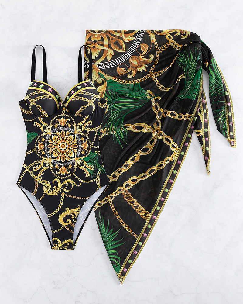 Darius – Push-Up One-Piece Swimsuit with Coordinating Beach Skirt