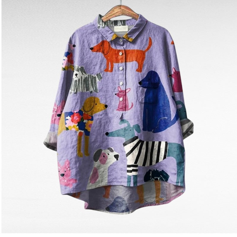 Brooke™ | Unique Women's Blouse Featuring Dog Print