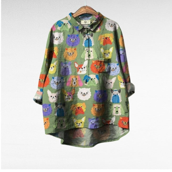 Brooke™ | Unique Women's Blouse Featuring Dog Print