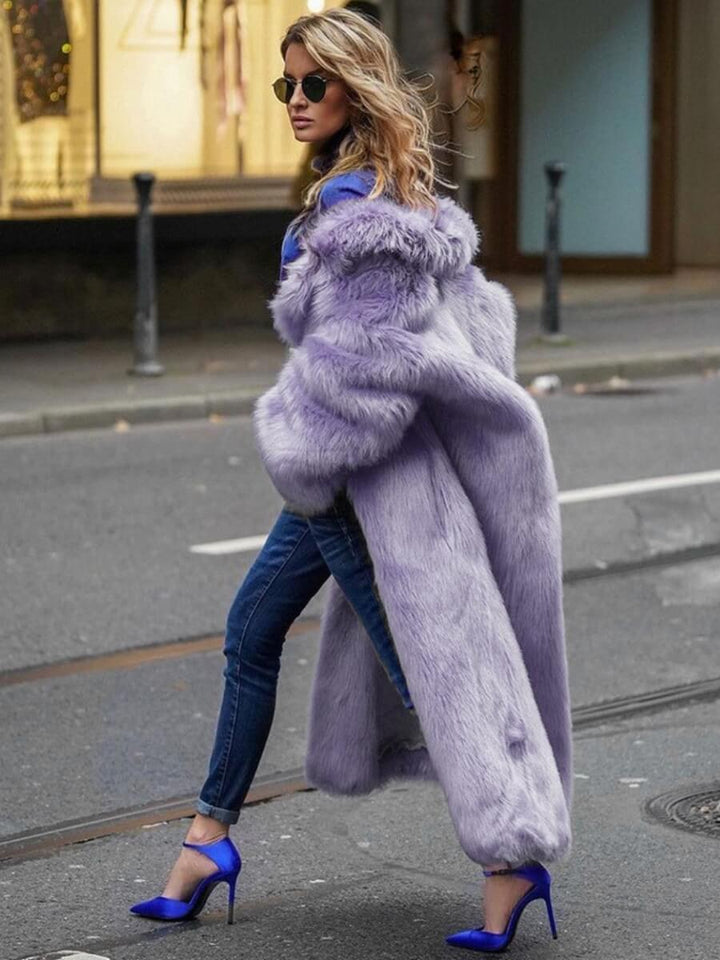Lavender Synthetic Fur Pierette Long Coat