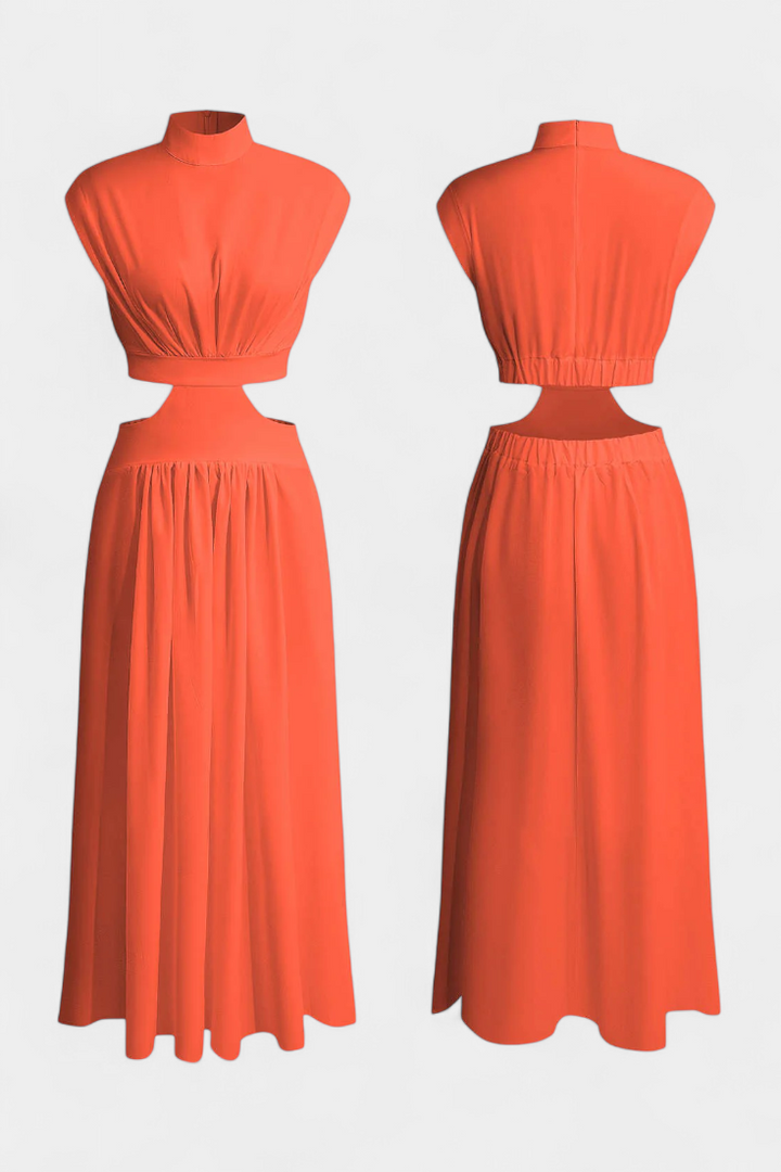 Jocelyn High Neck Top and Flowing Skirt with Side Slits